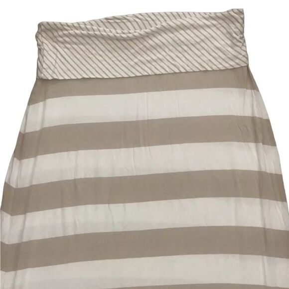 Calvin Klein Fold Over Waist Striped Jersey Maxi Skirt. Size Large. - Picture 4 of 8